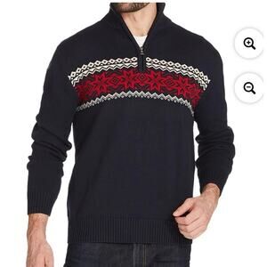 Men’s Weatherproof Vintage Zip Ski Pullover Sweater Dressy Size Medium